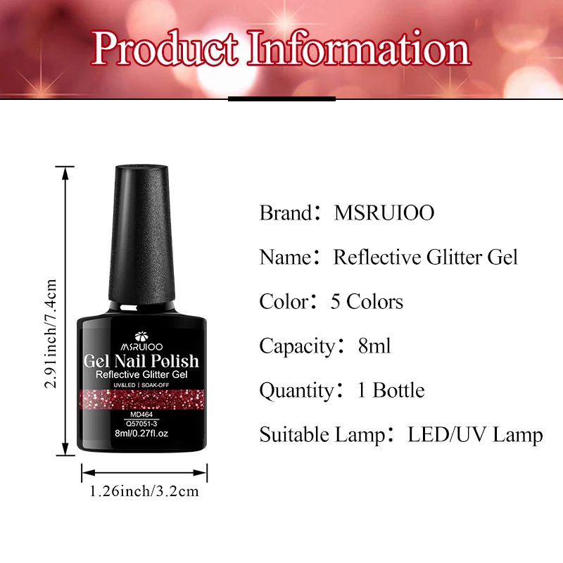 MSRUIOO 8ml paillettes diamant Gel vernis à ongles à la mode Nail Art réfléchissant Disco paillettes brillant Super paillettes Gel HEMA/TPO gratuit