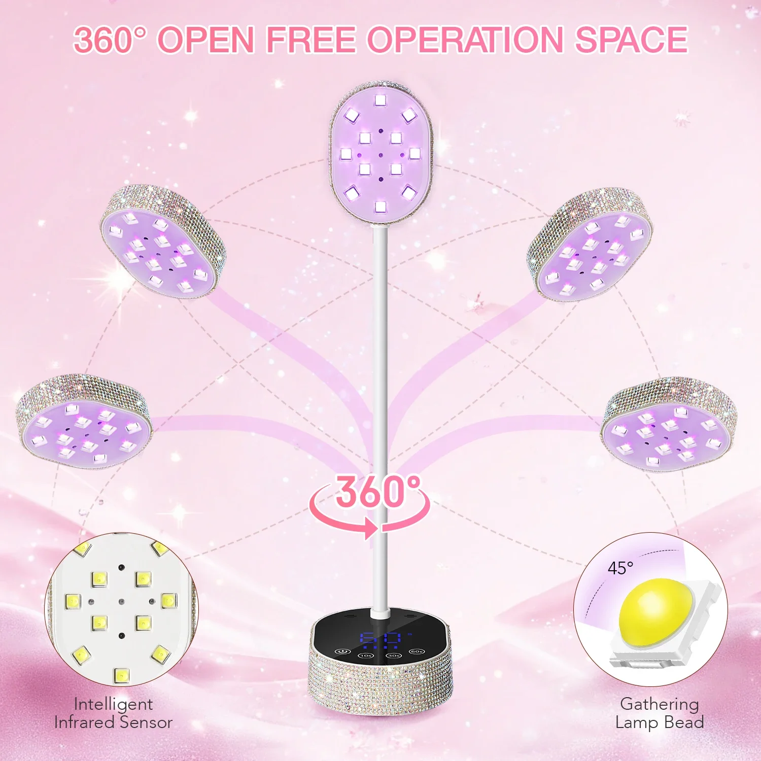 12LEDS Rechargeable UV LED Nail Lamp 36W Nail Dryer With 4 Timer Settings Professional UV Light With LCD Display Touch Screen