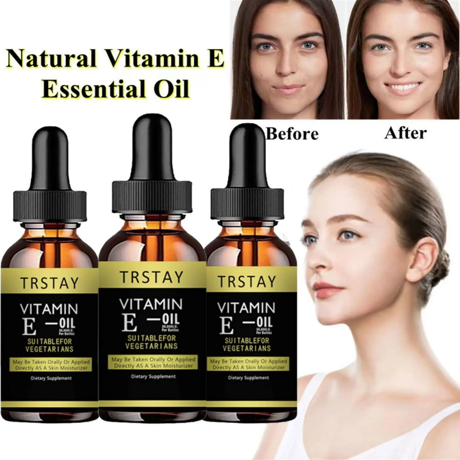 

Vitamin E Face Essence Moisturizing Whitening Firming Anti-wrinkle Skin Care Pretty Cowry Women Facial Care Essential Oil