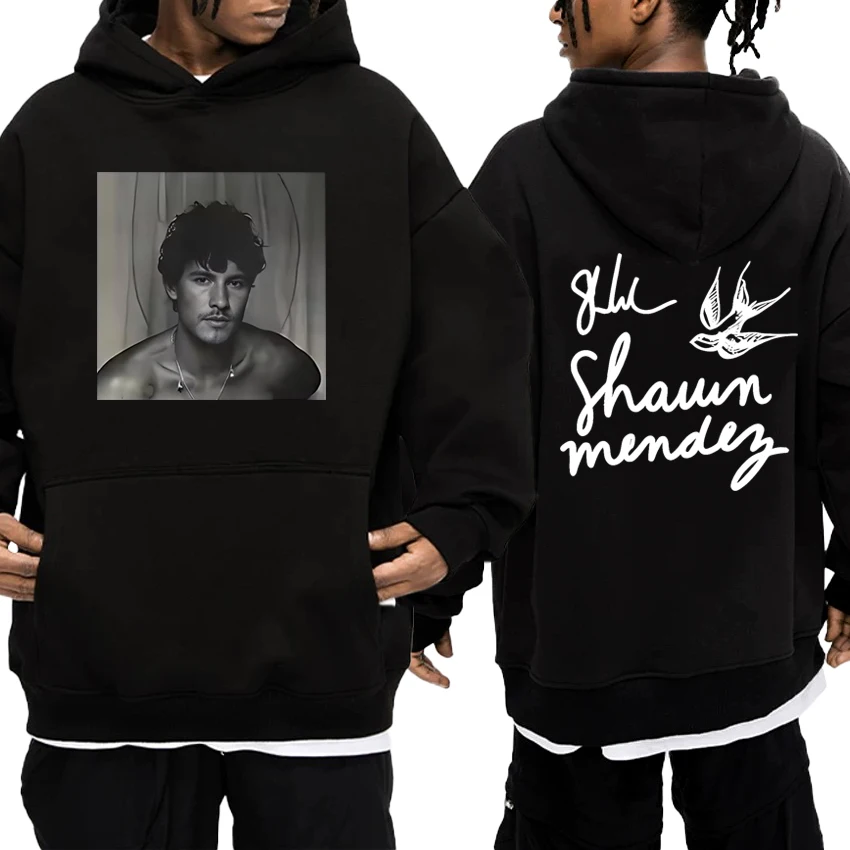 

Hot Rapper Shawn Mendes world Tour 2025 Double Sided printed Hoodie Unisex vintage hip hop streetwear Men women Fleece pullovers