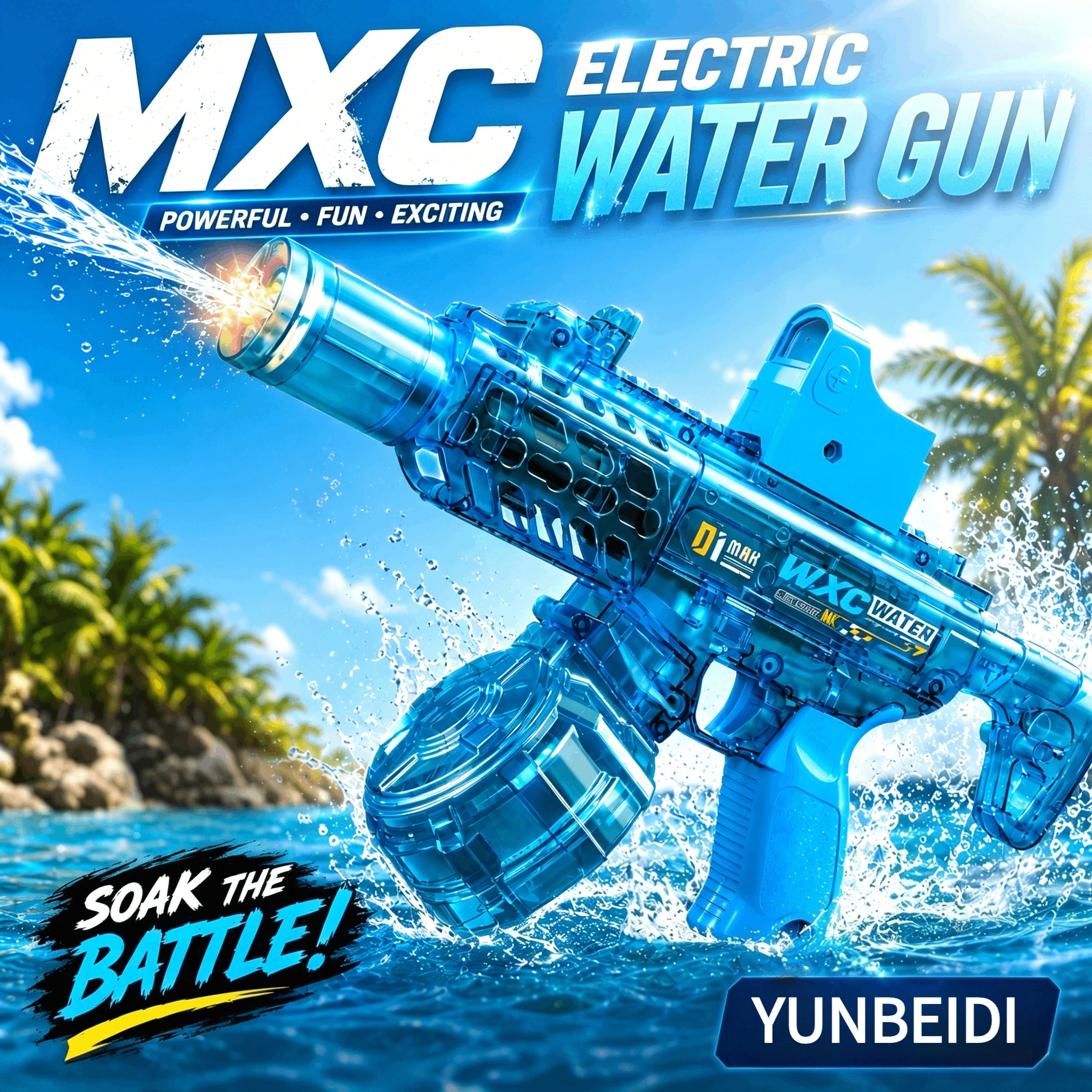 Electric Water Gun Flashing Lights Continuously Spraying Large-capacity Water Gun Summer Outdoor Game Toy Children Adults Gift