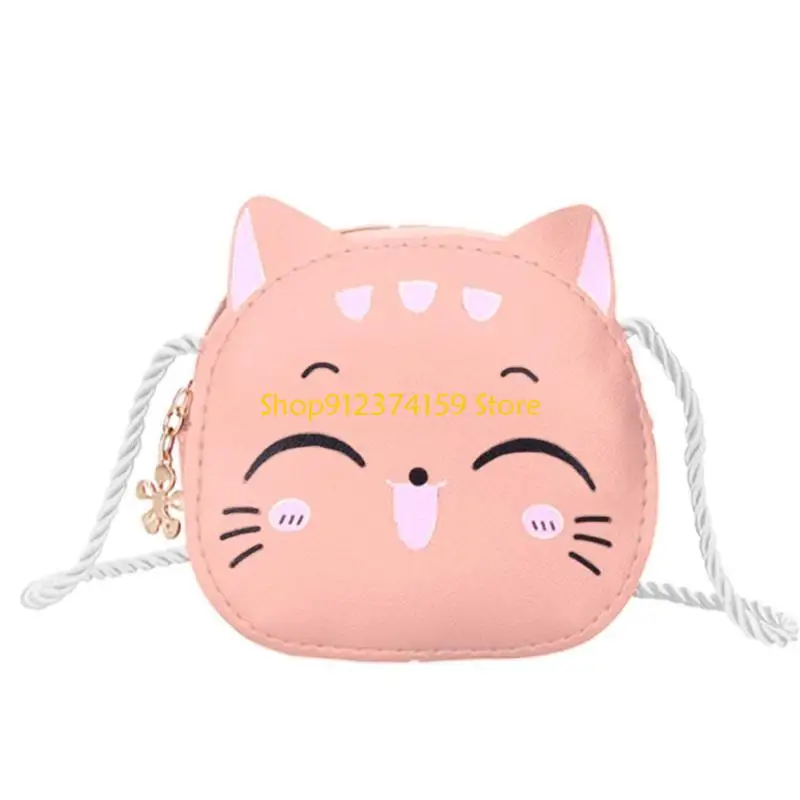 

G5AE Kids Girls Lovely for Cat PU Leather Shoulder Bag Crossbody Purse Coin Purse