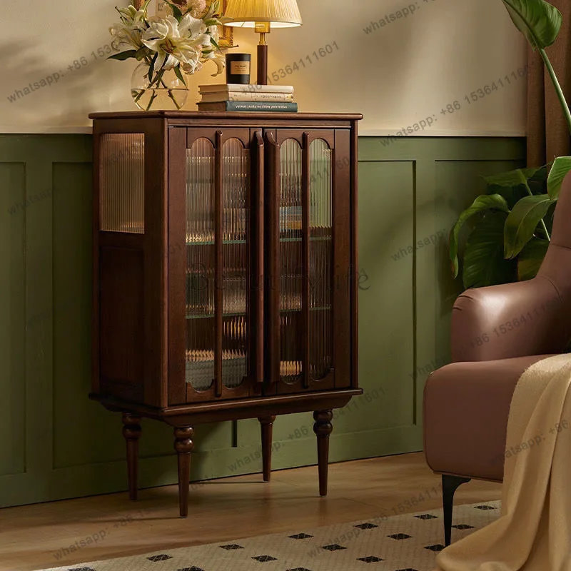 

American double door solid wood retro living room dining side cabinet dining room storage side cabinet