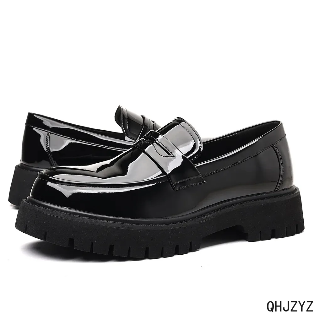 Men's Loafers Slip On PU Leather Casual Shoes British Style Platform Sole Plus Size Wide Width Business Comfortable Footwear