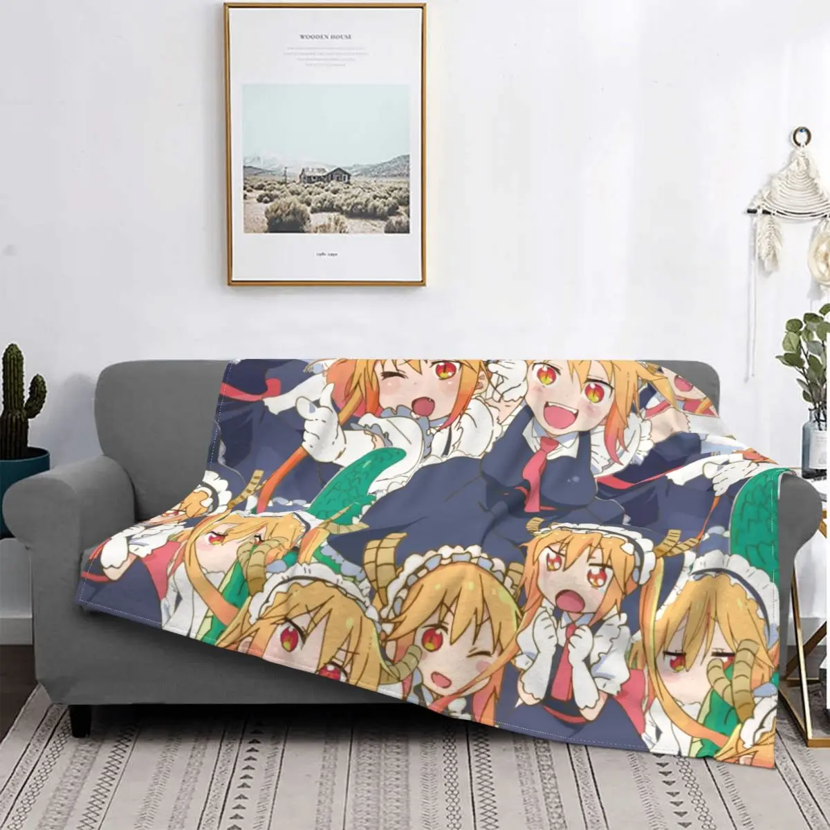 Tohru Blankets Fleece Spring/Autumn Anime Multifunction Soft Throw Blankets for Bed Travel Bedspread