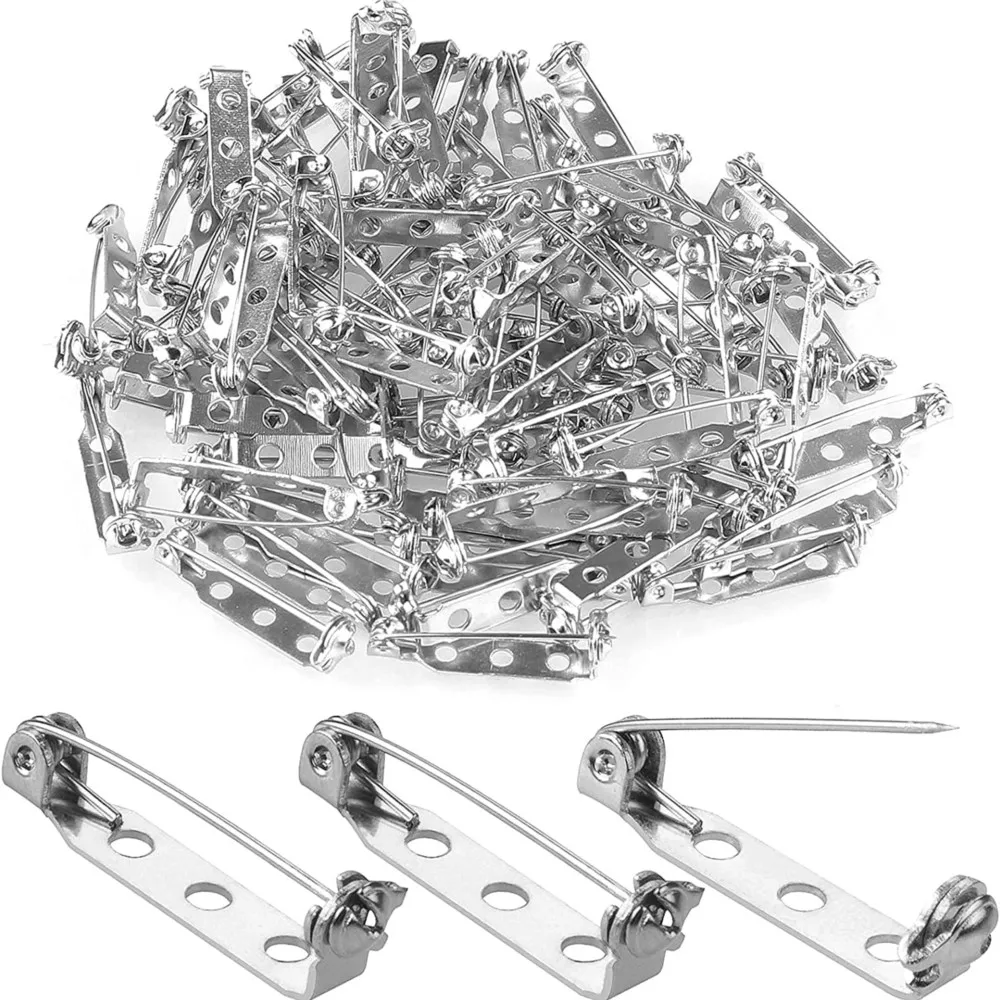 10Pcs Stainless steel Bar Pins Brooch Clasp Pin Backs Safety Clasp DIY Name Tags Brooch Crafts Badges Jewelry Making Supplies