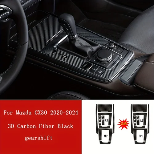 Calcomanías adhesivas de moldura de cambio de Color para consola central Interior de coche de fibra de carbono para Mazda CX30 2020-2024
