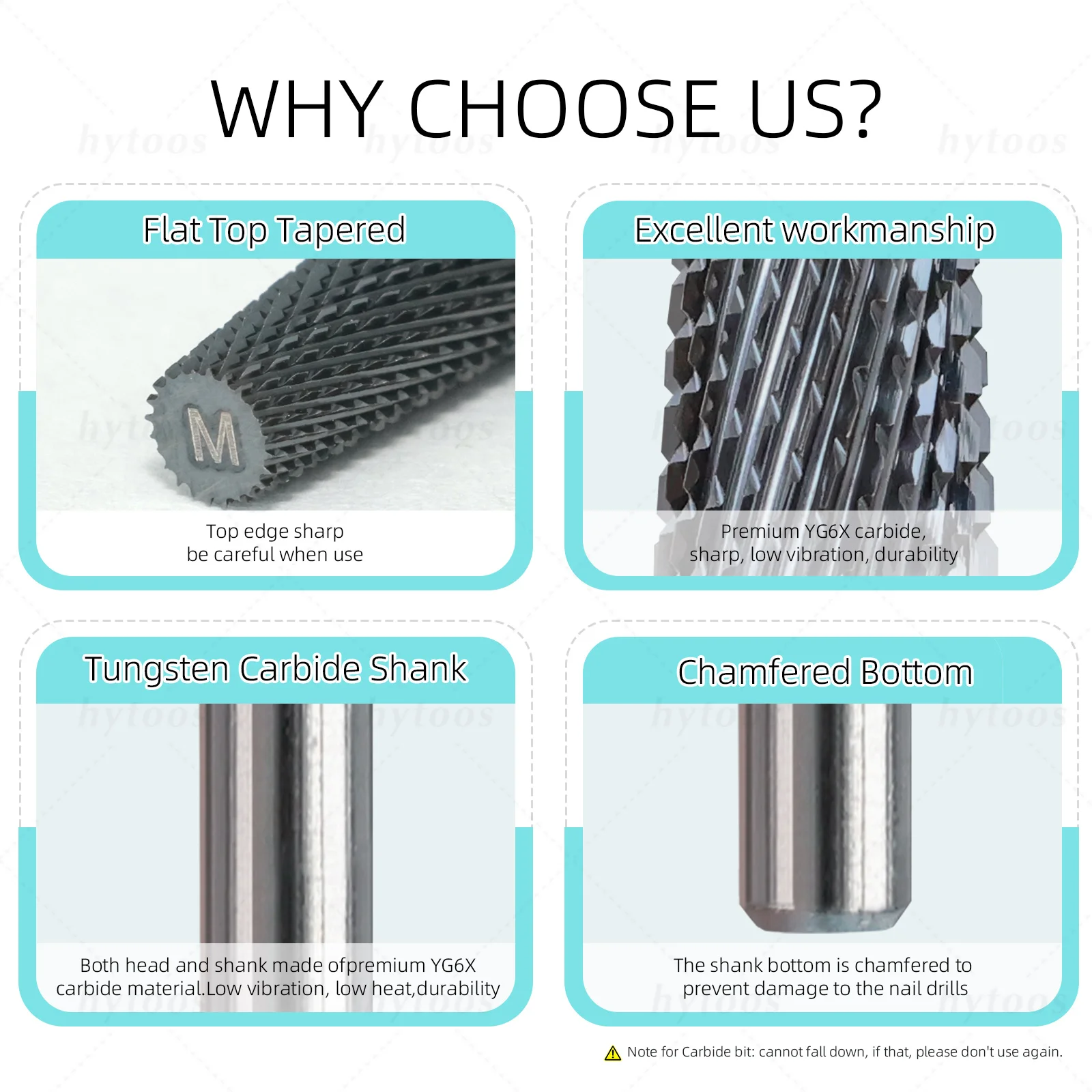 HYTOOS 5 في 1 مسمار لقمة ثقب DLC أسود 16 مللي متر سطح مسطح مدبب كربيد مسمار بت إزالة هلام أداة التدريبات الكهربائية ملف الملحقات