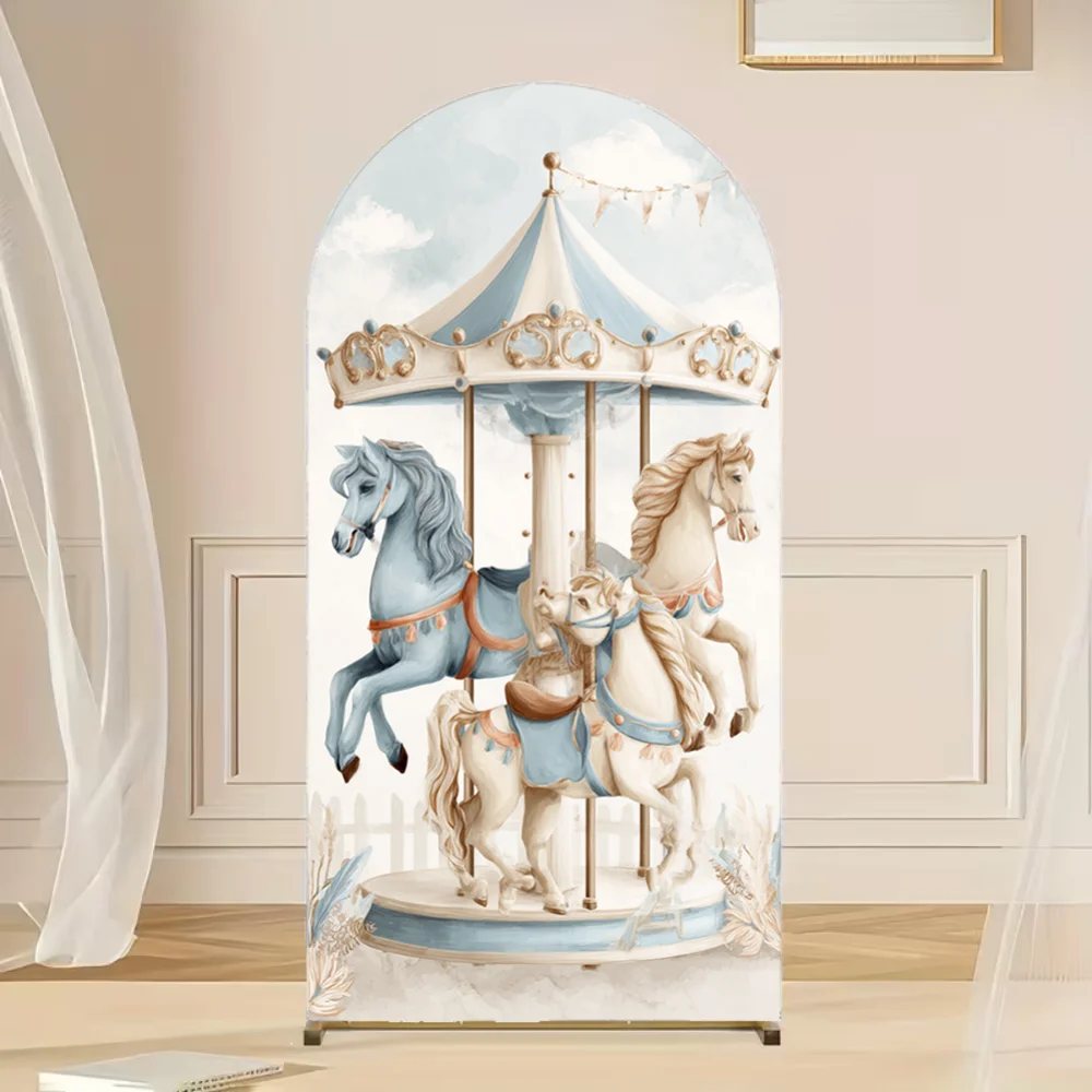 

Cartoon Carousel Birthday Party Arch Backdrop Flower Baby Shower Covers Chiara Arch Background Decor Backdrop Photography