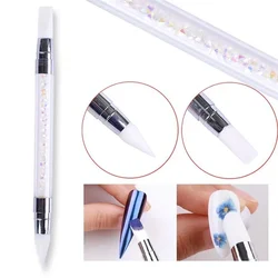 Dual-ended Silicone Nail Art Carving Pen Nail Art Brush Carving Mirror Glitter Powder Dotting Painting Nail Pen Manicure Tools