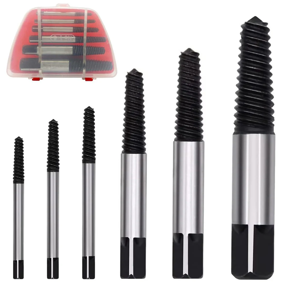 5/6PCS Spiral Screw Extractor Set Spiral Screw Extractor Easy Out Multi-Spline Stripped Bolt Remover for Broken Rusted Nuts Bolt