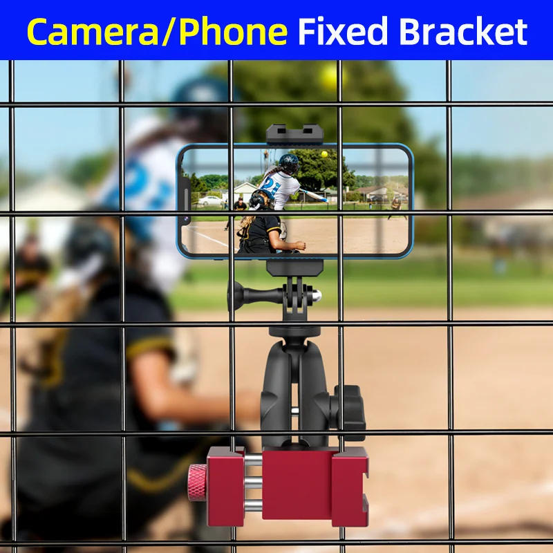 Tennis Fence Hanging Net Bracket For DJI Action/Insta360/GoPro Sport Camera Phone 360° Rotation Aluminum Stand Mount Base Clamp