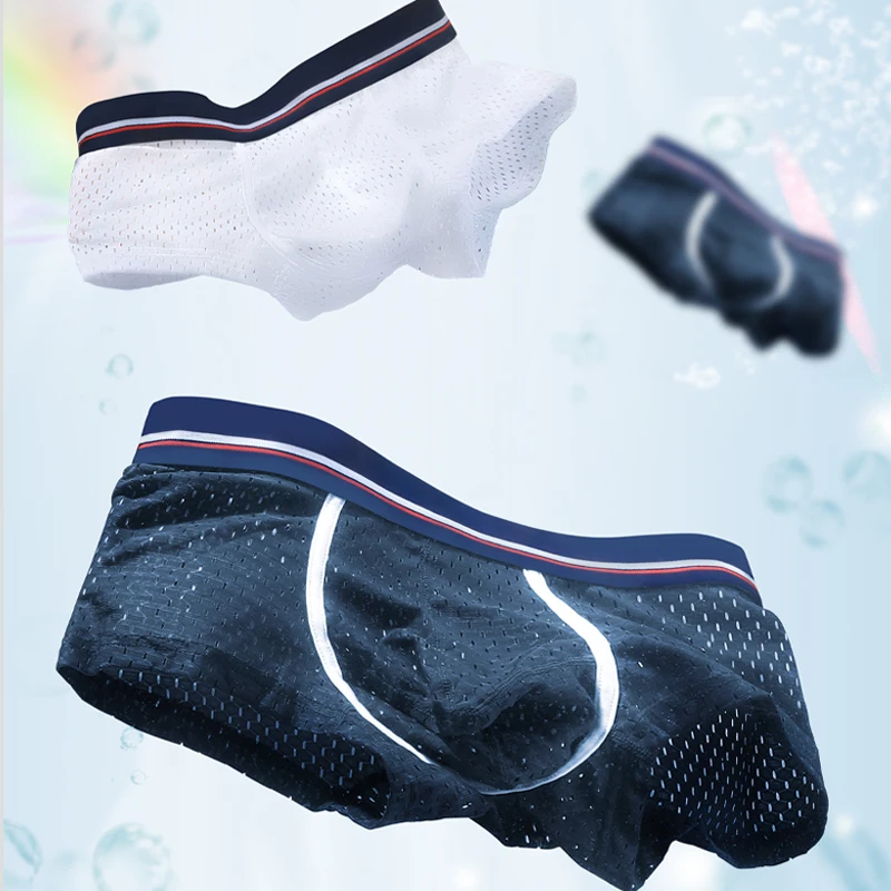 

5PCS Men's Ice Silk Panties Mesh Boxers Men's Summer Thin Breathable U Convex Boxer Shorts Sexy Student Pantex