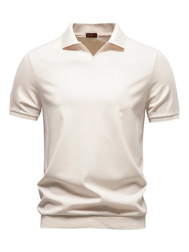 AIOPESON Heren ademend zijdeachtig poloshirt effen kleur zacht huidvriendelijk casual cool old money stijl heren poloshirts - afbeelding 2