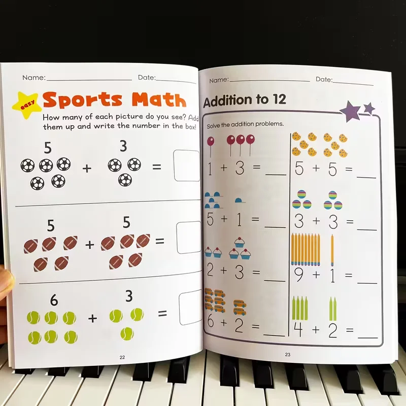 

64-Page Early Math Workbook for Kids Ages 3-6: Addition & Subtraction Practice, Counting Games with Colorful Thick Paper