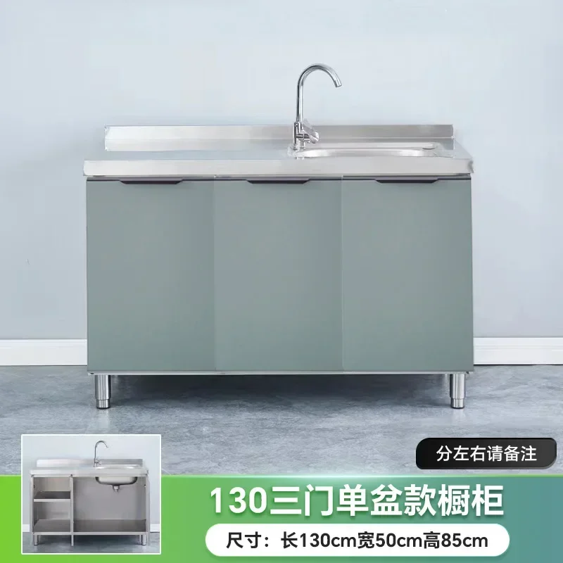 Stainless Steel Kitchen Cabinet Kitchen Storage Organizer Stove Bowl Cabinet Sink Household