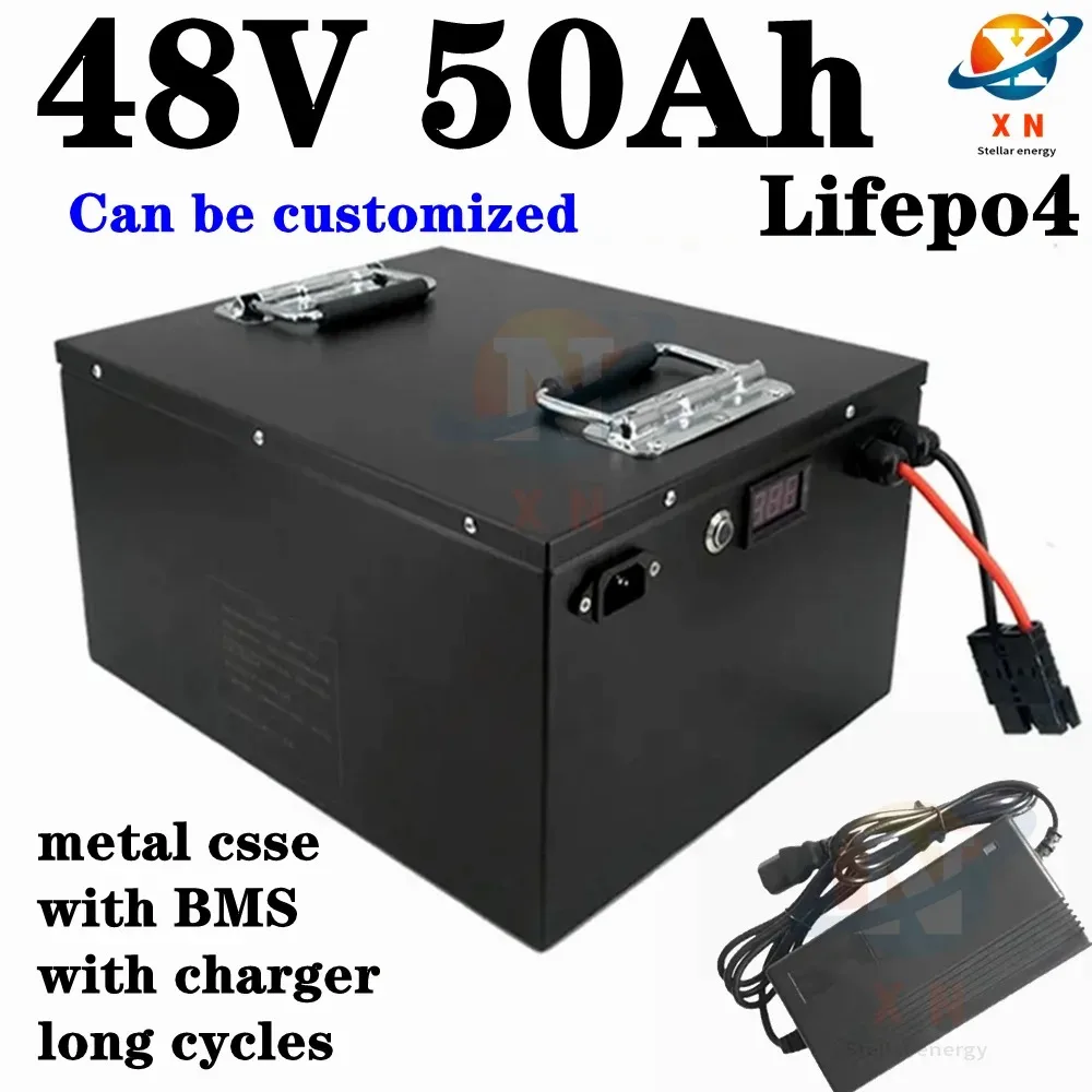 

Metal Case Deep Cycle 48V 50Ah Lifepo4 Lithium Battery With Strong Bms 3000w For Golf Cart Solar Storage System Agv+5A Charger