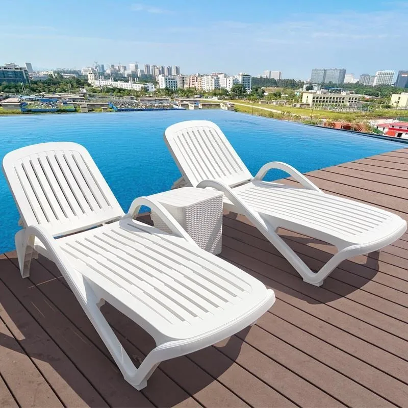 Outdoor adjustable beach loungers, outdoor pool loungers in hot spring hotels, outdoor loungers