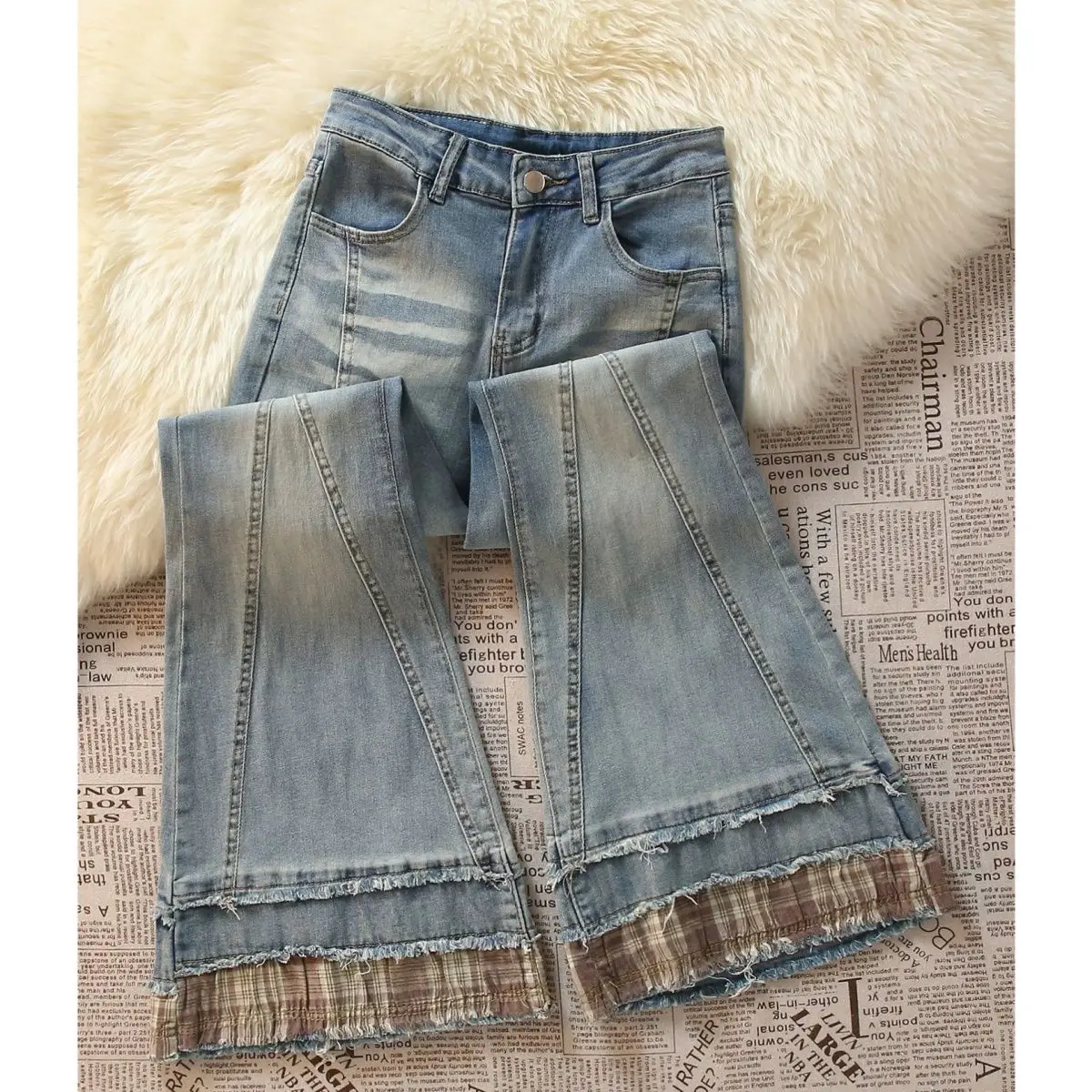 Vintage Mermaid Flared Jeans Women Summer 2026 New American Girl Patch Designer Flared Pants
