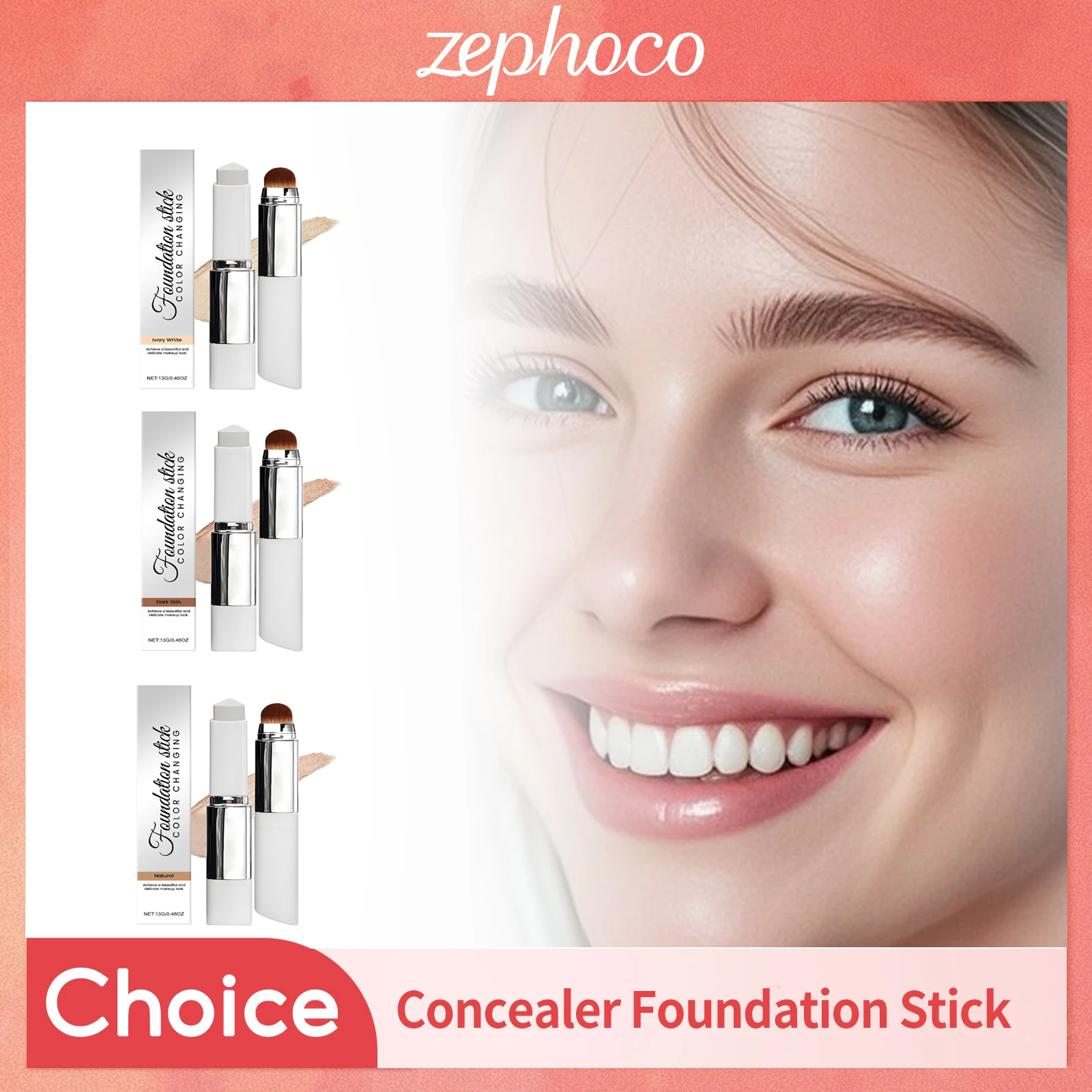 

Color Changing Foundation Stick Lasting Concealer High Coverage Lightweight Moisturizing Brighten Foundation Matte Base Makeup