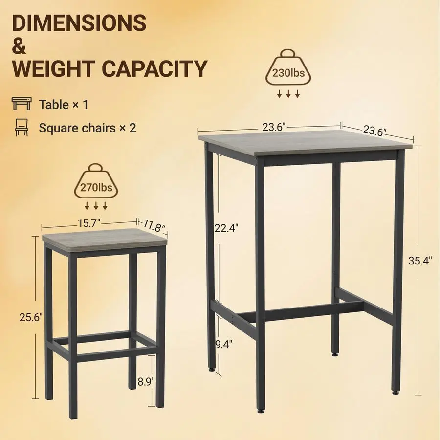 طقم طاولة بار طويلة مع مقاعد بار، ومجموعات طاولة طعام وكرسي، وطاولة قهوة صناعية طويلة وكرسي خلفي للمطبخ والمعيشة