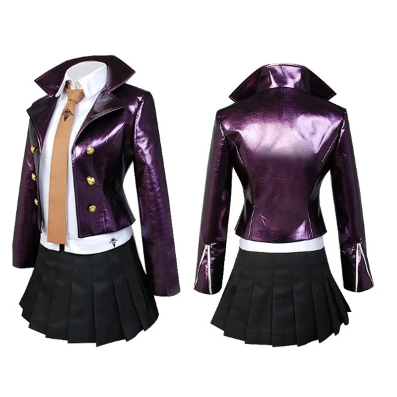 Disfraz de Anime Danganronpa Kyoko Kirigiri para mujer, conjunto de vestido con guantes, peluca de Halloween, Falda corta, chaqueta, camisa, corbata