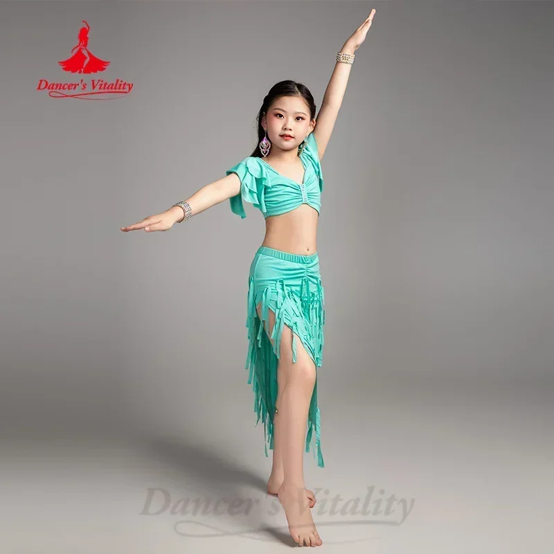 Belly Dancing Outfit for Girls Temperament Elegant Tassel Practice Suit Children\'s Oriental Dance Professional Training Clothing