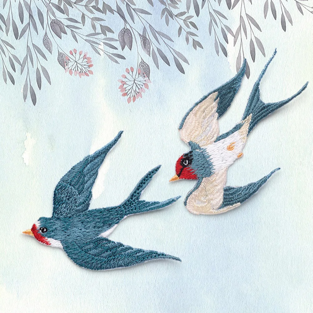 

1 Piece Iron On Spring Swallow Embroidery Clothes Patch Applique DIY Decoration Accessories Sticker