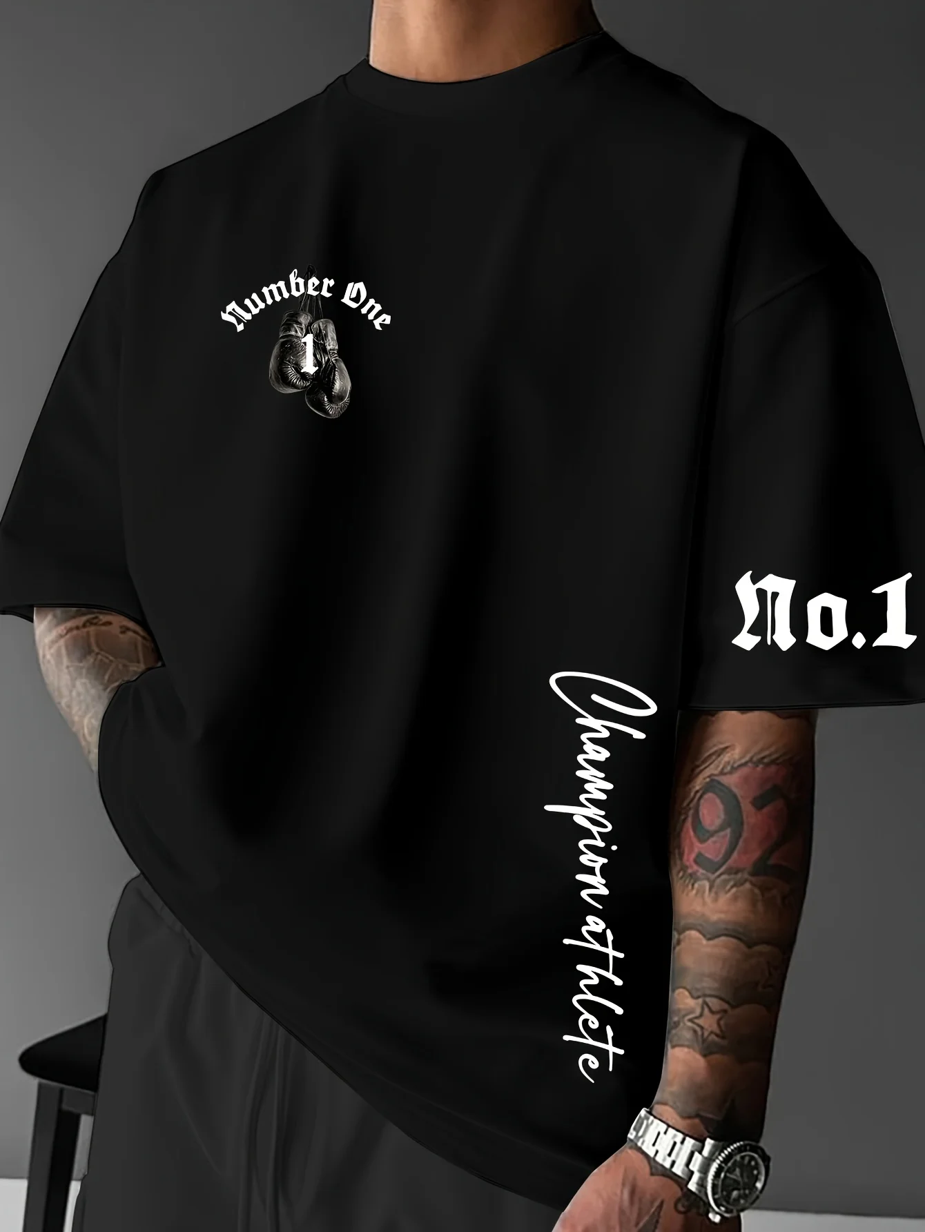 Summer Men  Boxing Pattern T-Shirt Comfortable and Breathable Fabric Street Style 100% Pure Cotton Material Versatile and Trendy