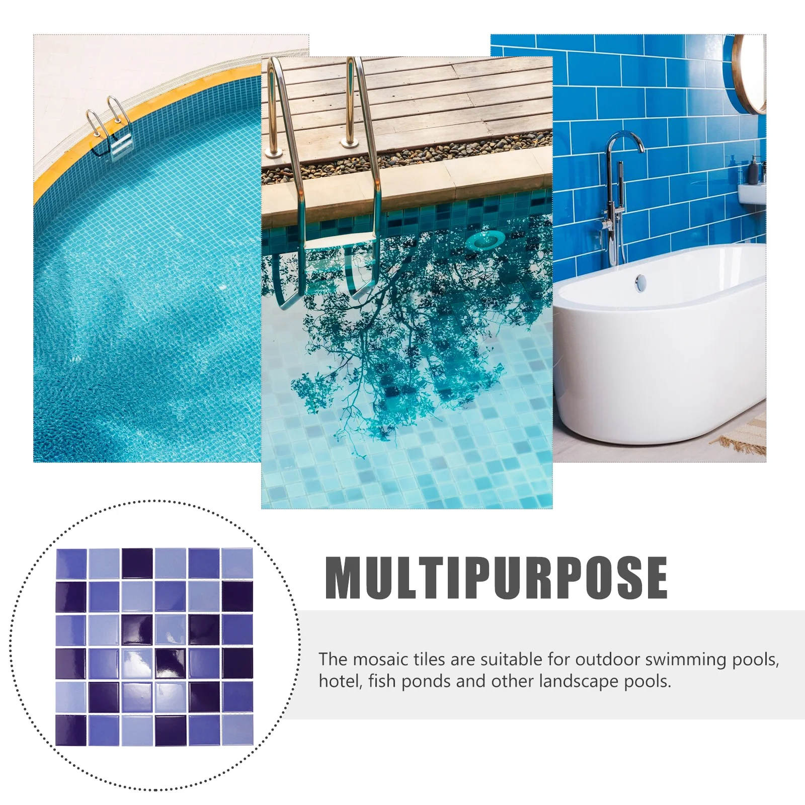 

2Pcs Seamless Blue Ceramic Tiles for Pools Fish Ponds Spas Baths Hightemperature Fired Versatile Application