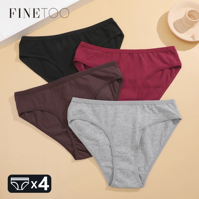 4 teile/satz Frauen Baumwolle Unterwäsche Stretch Taille Höschen sexy niedrige Taille atmungsaktive Slips weibliche bequeme weiche Sport Dessous