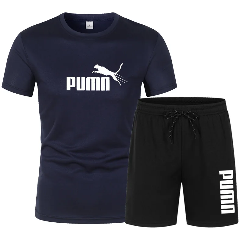 

Men's 2026 Summer New Fashion Summer Fashion Trendy Casual Sports Two Piece Set Youth Men's T-shirt+Shorts Set Sports Suit