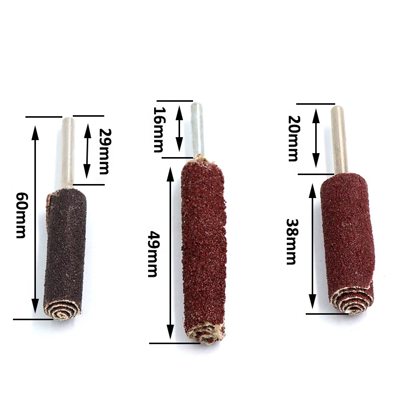 2pcs Dia 6/8/10mm Abrasive Sandpaper Grinding Head Sanding 120 Grit Cylindrical Sleeve Sandpaper Roll Wheel With 1/8inch Shank