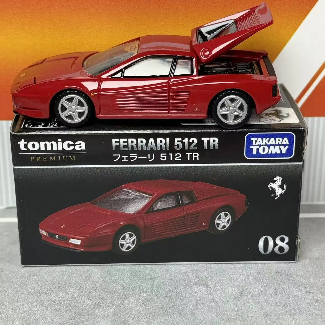 Takara Tomica Premium 08 Ferrari 512 TR Authentic Replica Diecast Car Vintage Supercar Alloy Vehicle Hobby Collectible Ornament