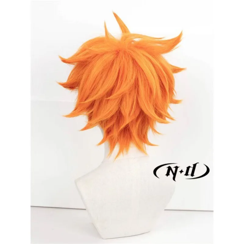 Peluca de cosplay de anime Hiyama Shoyo para niños de voleibol, pelo corto y puntiagudo naranja con estilo volteado