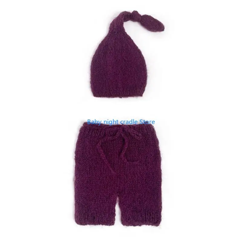 

J2FF Newborn Photo Outfit Baby Pants Turban Hat Infant Photoshooting Milestones Suit