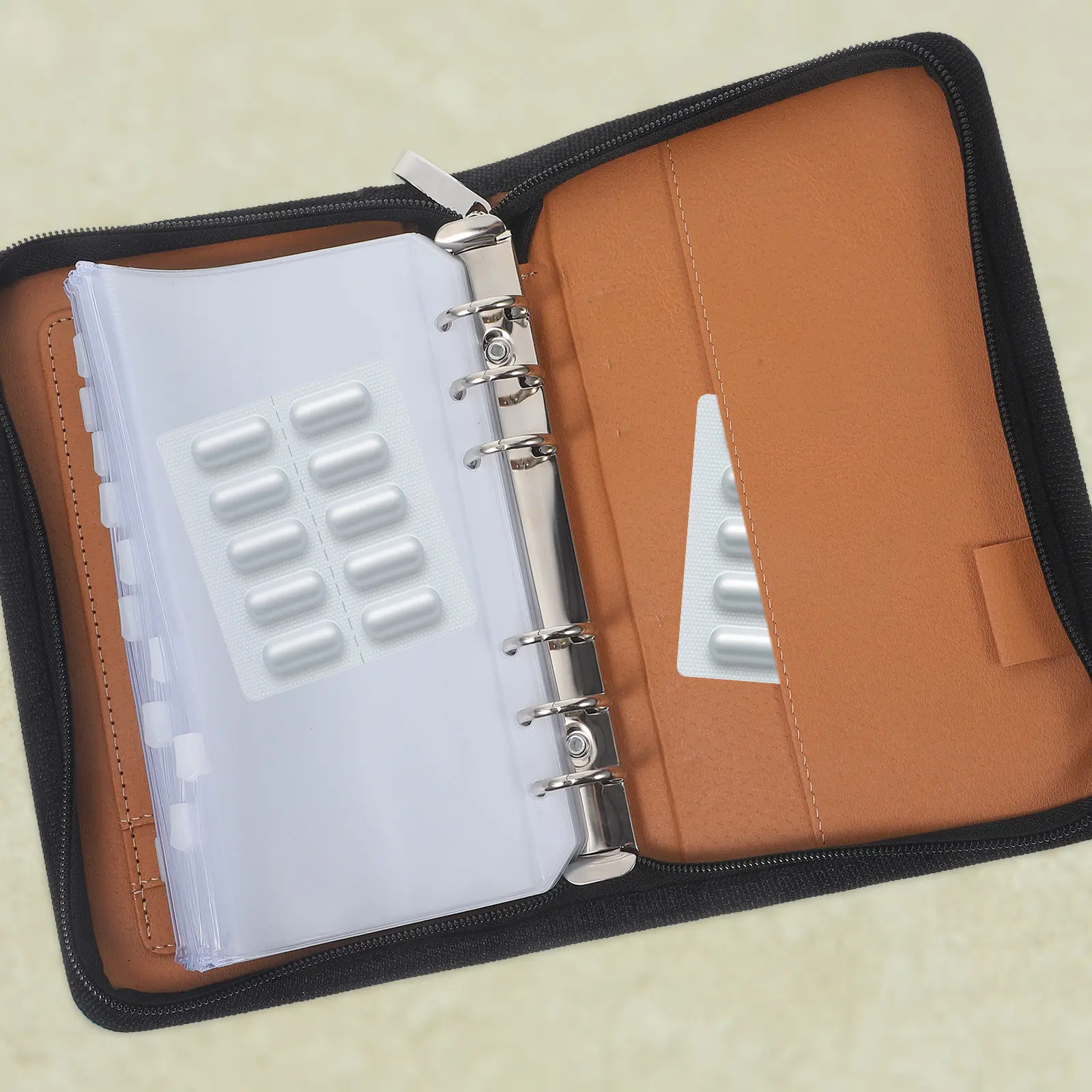 

1Set Waterproof PU Travel Medication Organizer with Flip Page Storage 14-Day Pill Pouch Bag Portable Daily Medicine Case Small