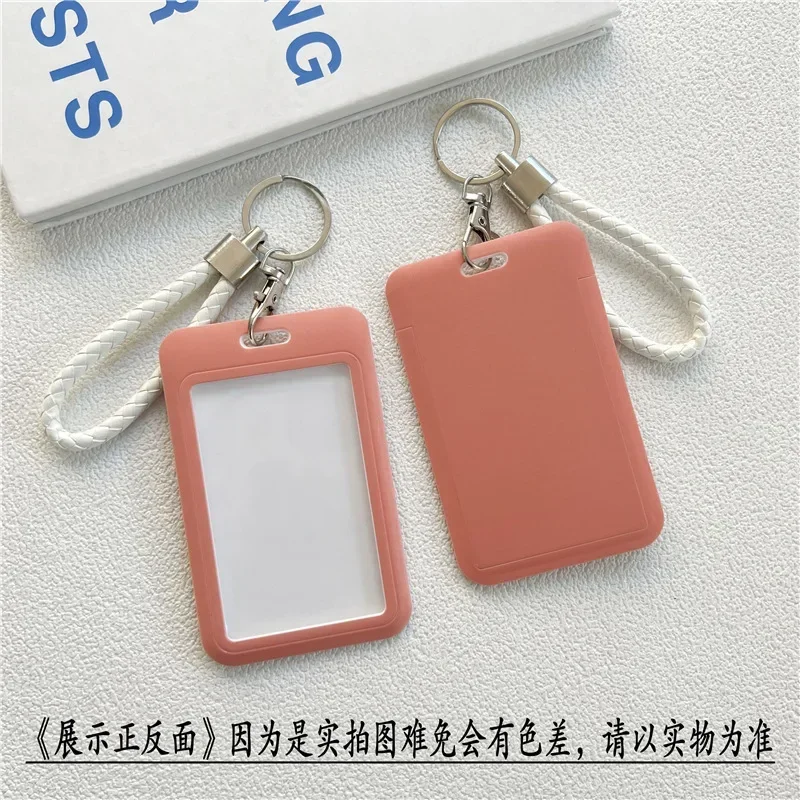 1Pc Einfarbig Student Bus ID Karte Schutzhülle Schlüsselring Schule Zugang Tür Karte Kreditkarte Halter Tasche Set schlüssel Kette