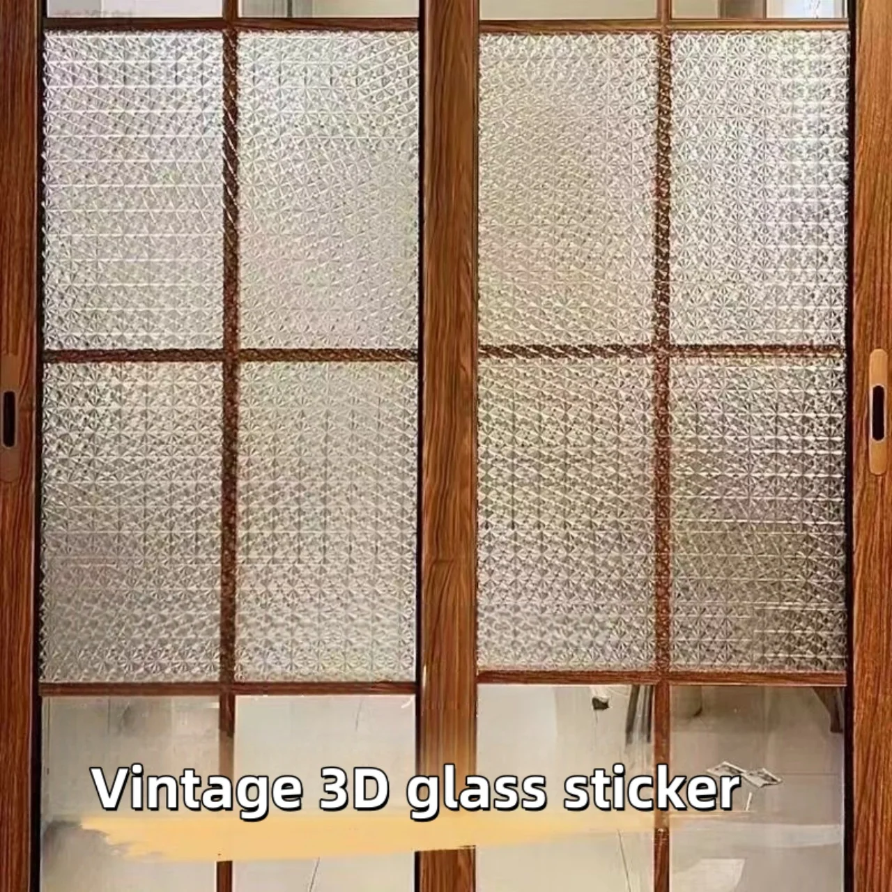 Retro 3D Diamond Glass Sticker Opaque Bathroom Window Anti-Peeping Glass Film Privacy Waterproof Electrostatic Adsorption Glass Window Sticker