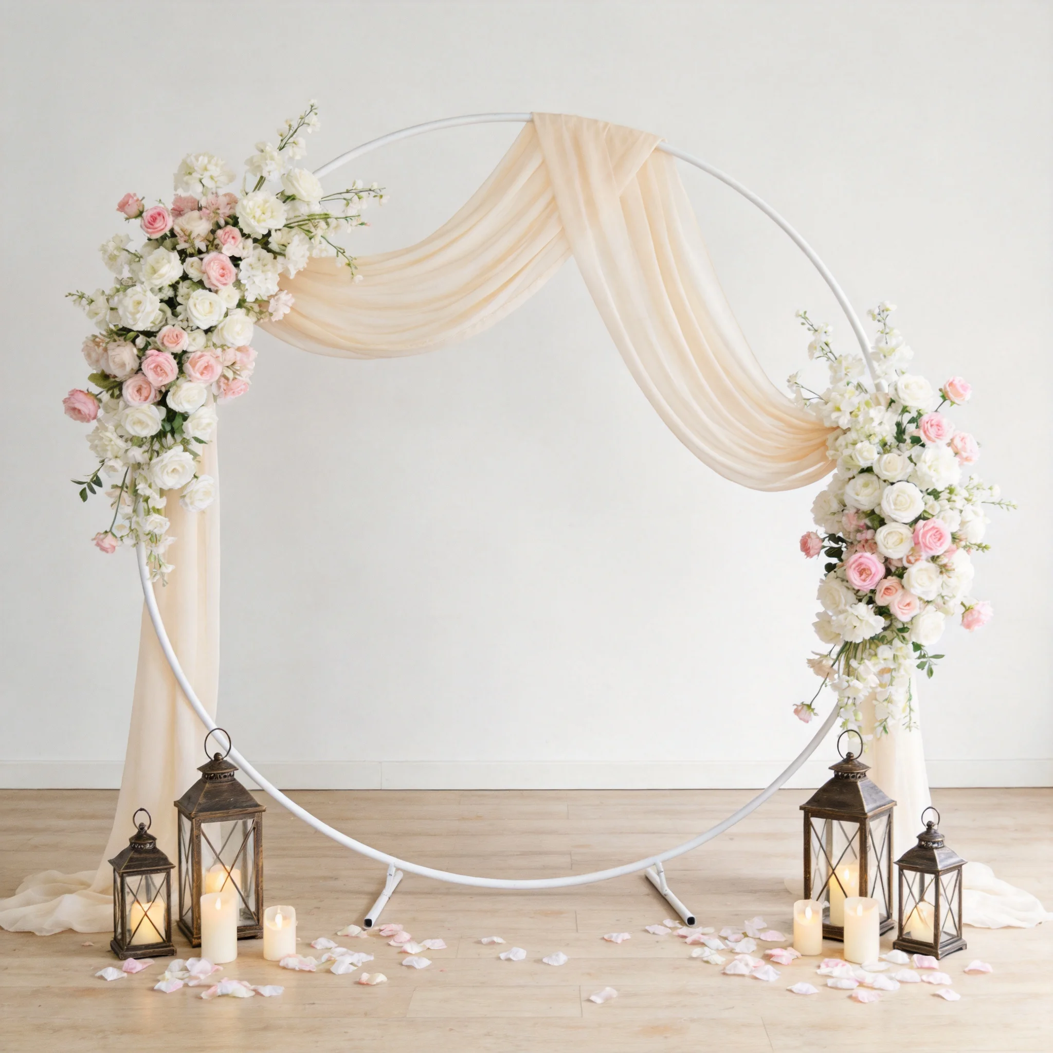Kit de support d'arche de ballons métallique 2M pour décoration de fond circulaire, mariage, anniversaire, fête, support de décoration DIY, décoration florale sans outils