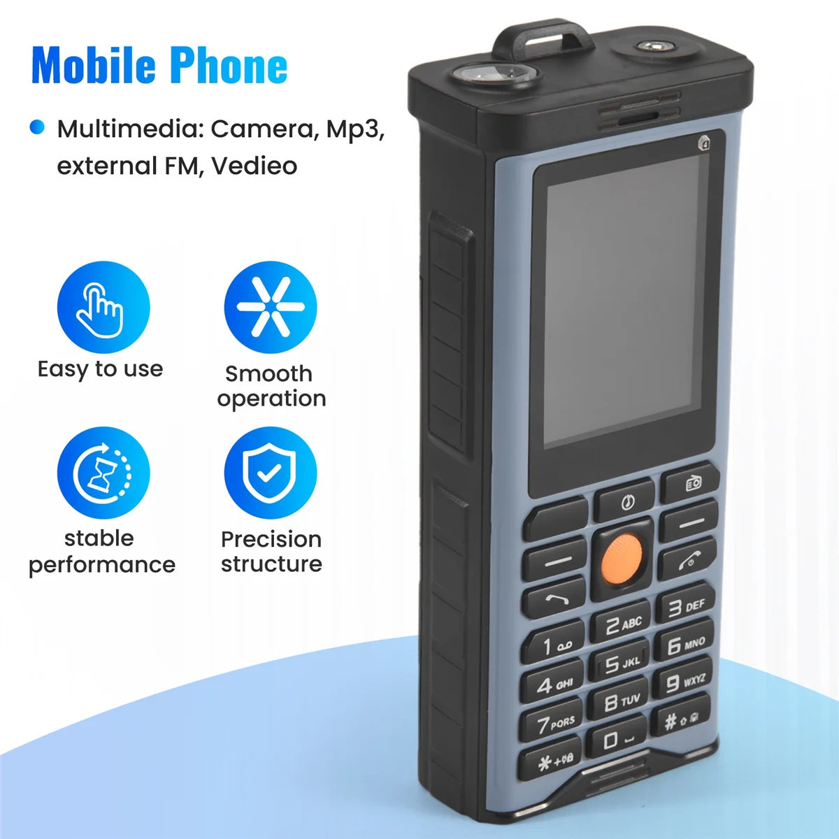 

2025-3C Прочный уличный мобильный телефон Большая мощность с длительным режимом ожидания Хороший сигнал Четыре сим-карты 3D-динамик Электронная книга-голубой