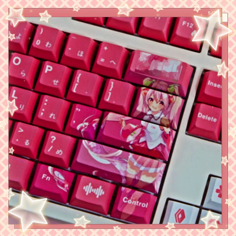 

108 keys/Set PBT Anime Game Pink Girl Cute Custom DIY Keycap for Cherry Profile MX Switch Mechanical Cos Keyboard Gifts