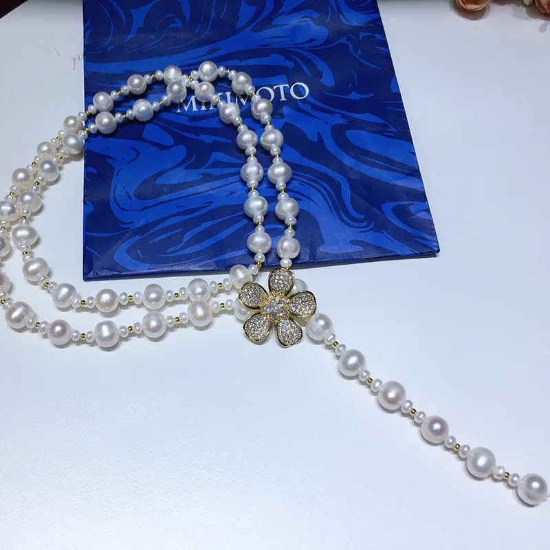 

Natural Freshwater Pearl Necklace for Women Fashionable Versatile Personality Simple Jewelry Vintage Elegant Exquisite Sweater C