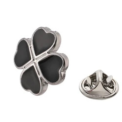Men's Brooch Scarf Hat Accessories Black Lucky Clover Clip Neckpin Badge Pin Woman Wedding Couple High Quality Jewelry Gifts