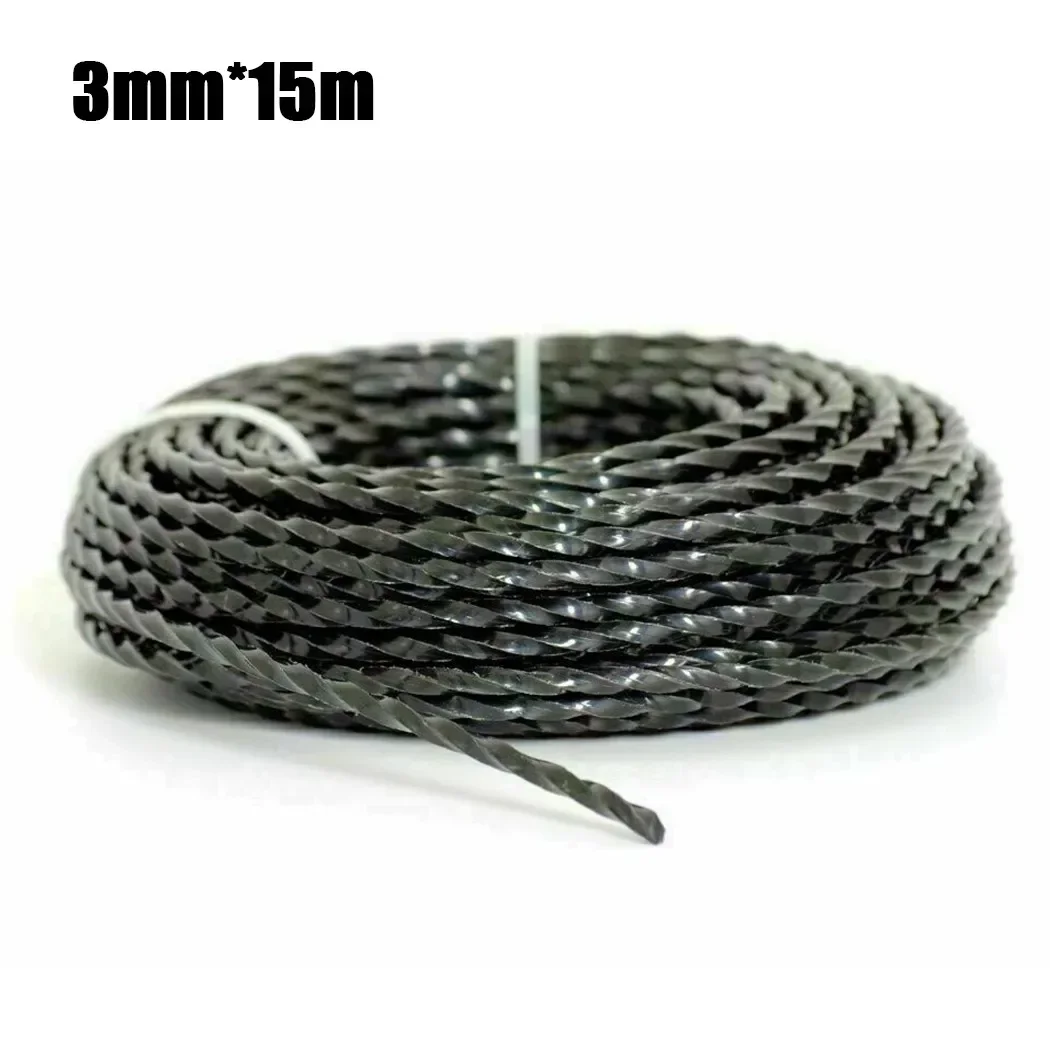 Linha de Nylon Strimmer para Gasolina Strimmers Cortador de Escova Jardim Acessórios para Ferramentas Elétricas Heavy Duty mm x 15m