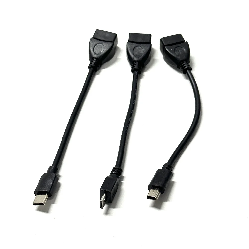 USB 2.0 Female to Micro USB/ USB C/ Mini USB Male Extension Cable USB Data Converter Adapter Cable Black Color