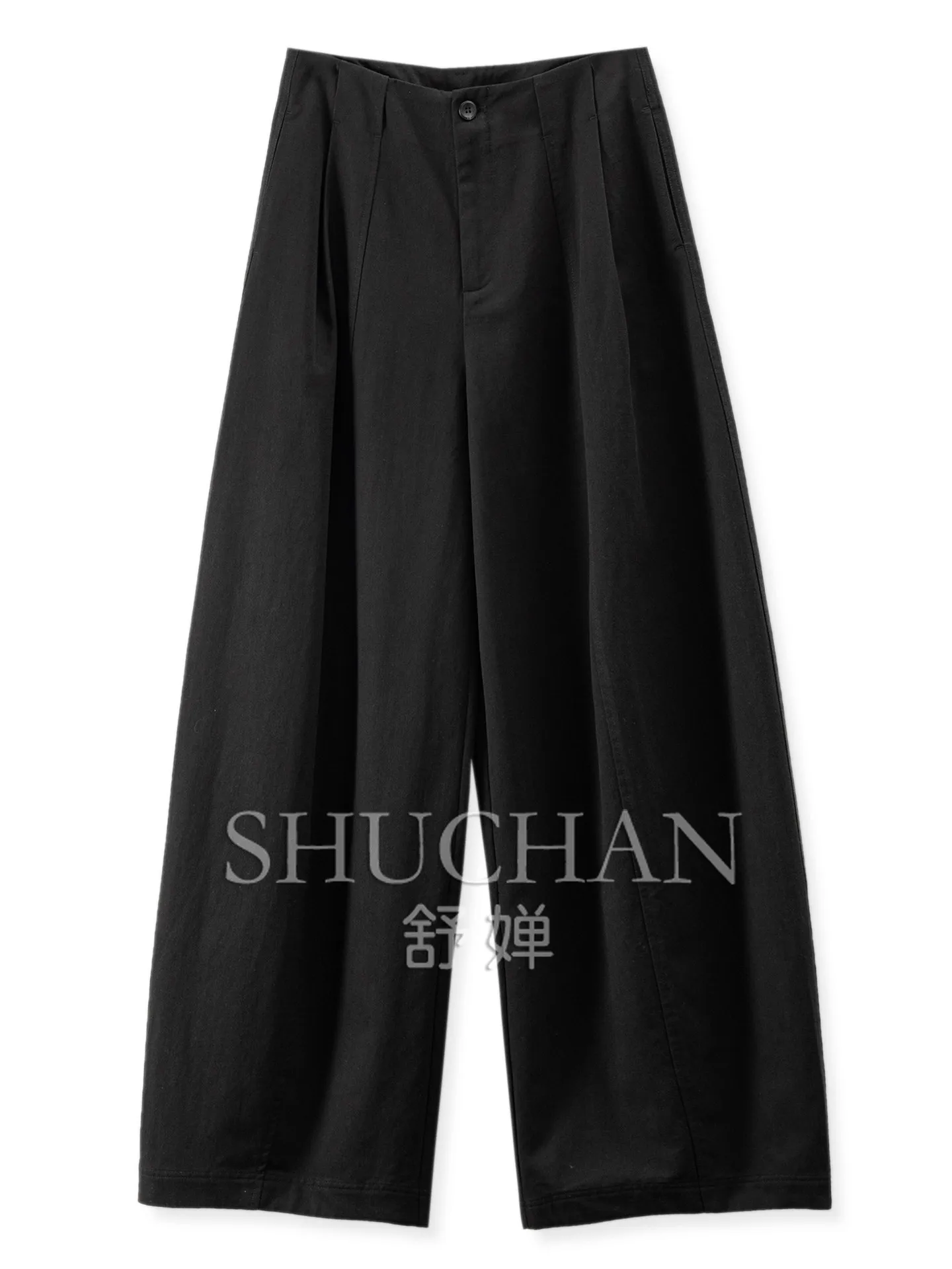 Relaxed Aura pants Pull Fried with Belt, Thin High Waist Vertical Cut Sickle Wide Leg Trousers Women 16X5