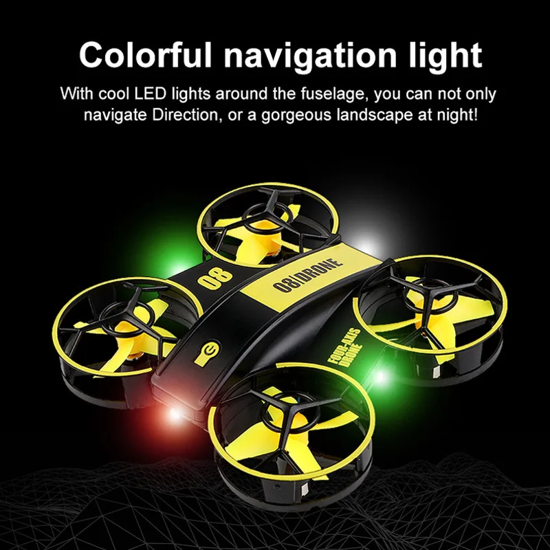 2.4g Fixed Height Quadcopter With Lights Rh821 Drone Children's Electric Remote Control Aircraft Children's Birthday Gift