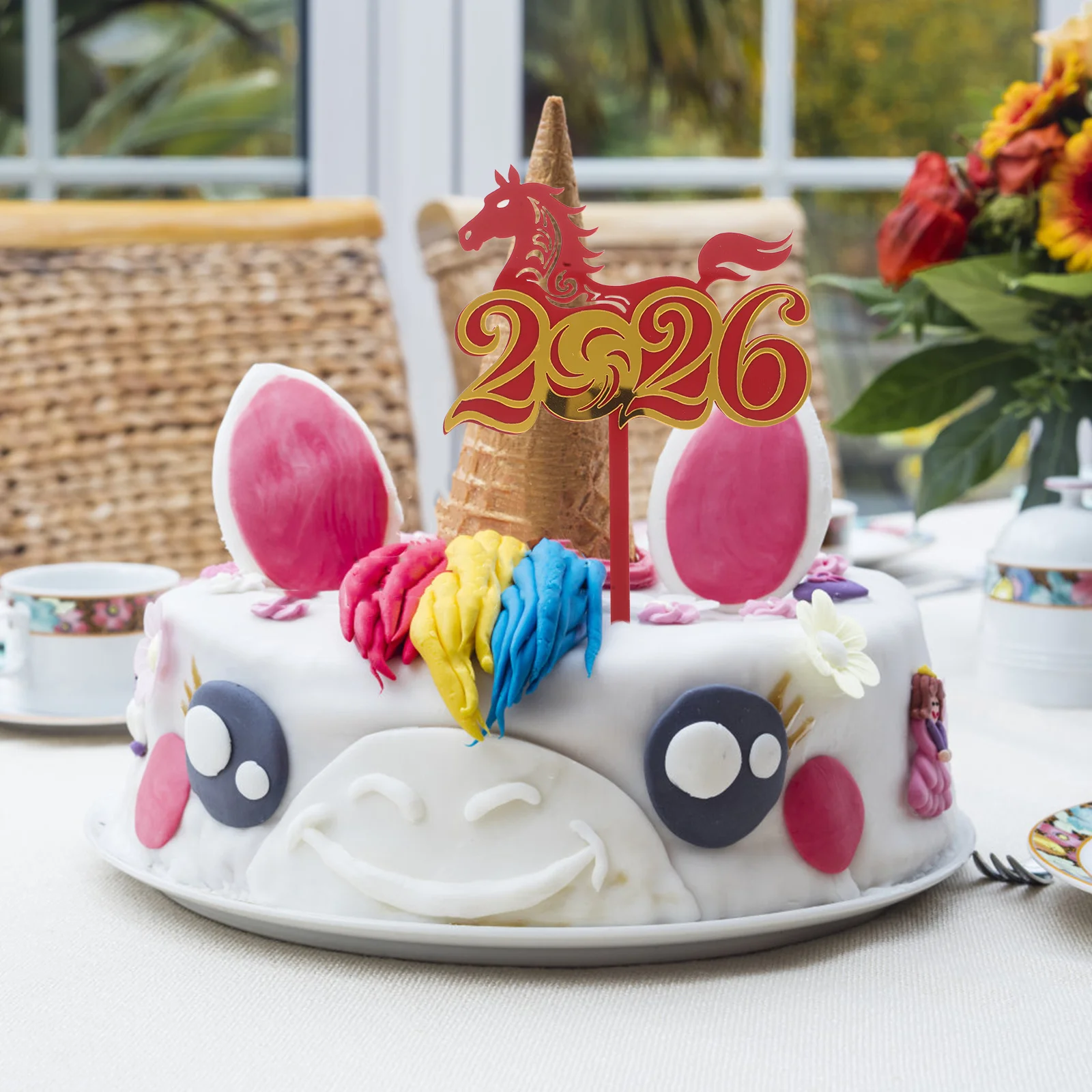 

10pcs Horse Year Cake Decorations Acrylic Cake Toppers For 2026 New Year Party Birthday Decoration Horse Theme Party