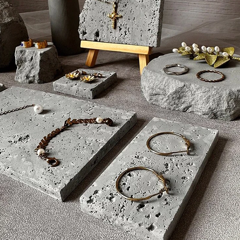 Gray Stone Display Blocks Multi-size Stackable Photo Props Jewelry Watch Lipstick Perfume Shooting Background Decor - view 3